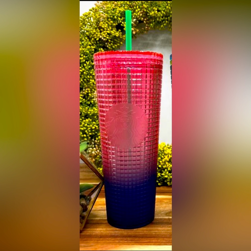 Starbucks venti tumbler grid pink & purple ombre cup